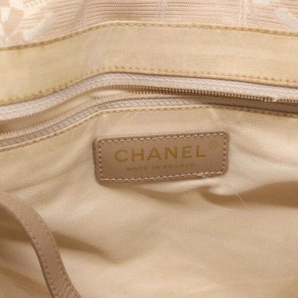 CHANEL New Travel Line Tote Bag Nylon Beige gold CC Auth - Picture 12 of 16